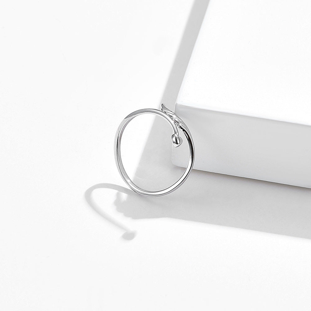 Rockyu 天使の羽 シルバー925 レディースリング フリーサイズ 上品可愛い純銀リング