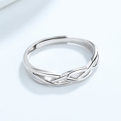 Rockyu 指輪 メンズ シルバー925 ペアリング ツイストデザイン フリーサイズ 結婚婚約