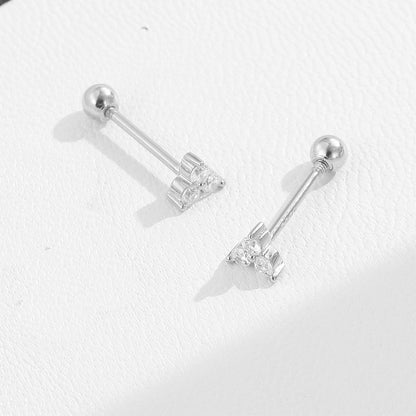 Rockyu ピアス レディース S925 三角ジルコニア スタッドピアス 金属アレルギー対応