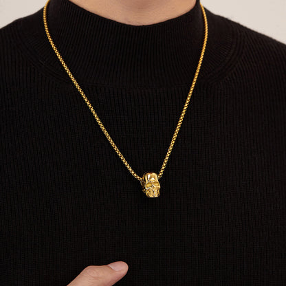 Rockyu スカルネックレス メンズ｜ステンレス製 レトロ＆ロックデザイン 髑髏ペンダント