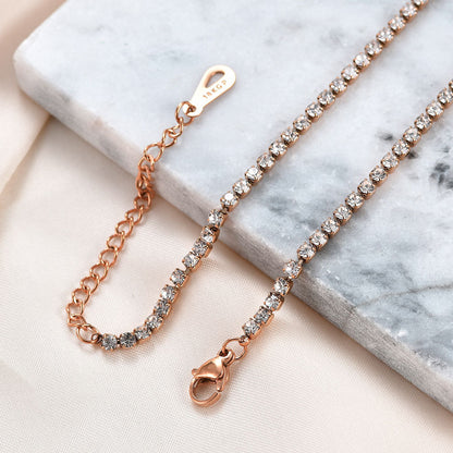 Rockyu レディース ネックレス ジルコニアチェーン 3mm ステンレス製 金属アレルギー対応