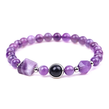 Rockyu ブレスレット レディース メンズ 天然石 パワーストーン 数珠 ピラミッド型ビーズ タイガーアイ ラピスラズリ ブラックオニキス 誕生日 プレゼント