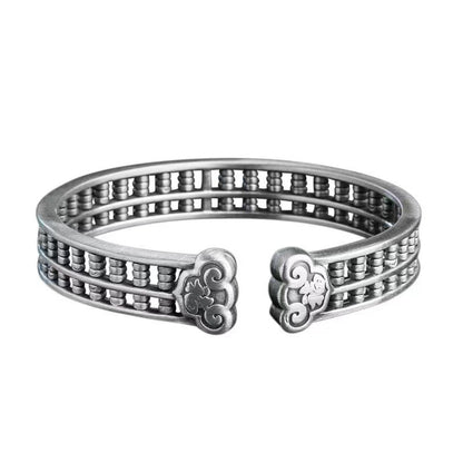 Rockyu バングル 男女兼用 そろばんデザイン シルバー＆ゴールド 開運 厄除け 中華風 アクセサリー