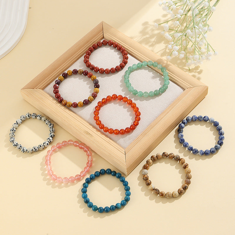 Rockyu ブレスレット レディース 天然石 ビーズブレスレット 瑪瑙 オニキス アンティーク風