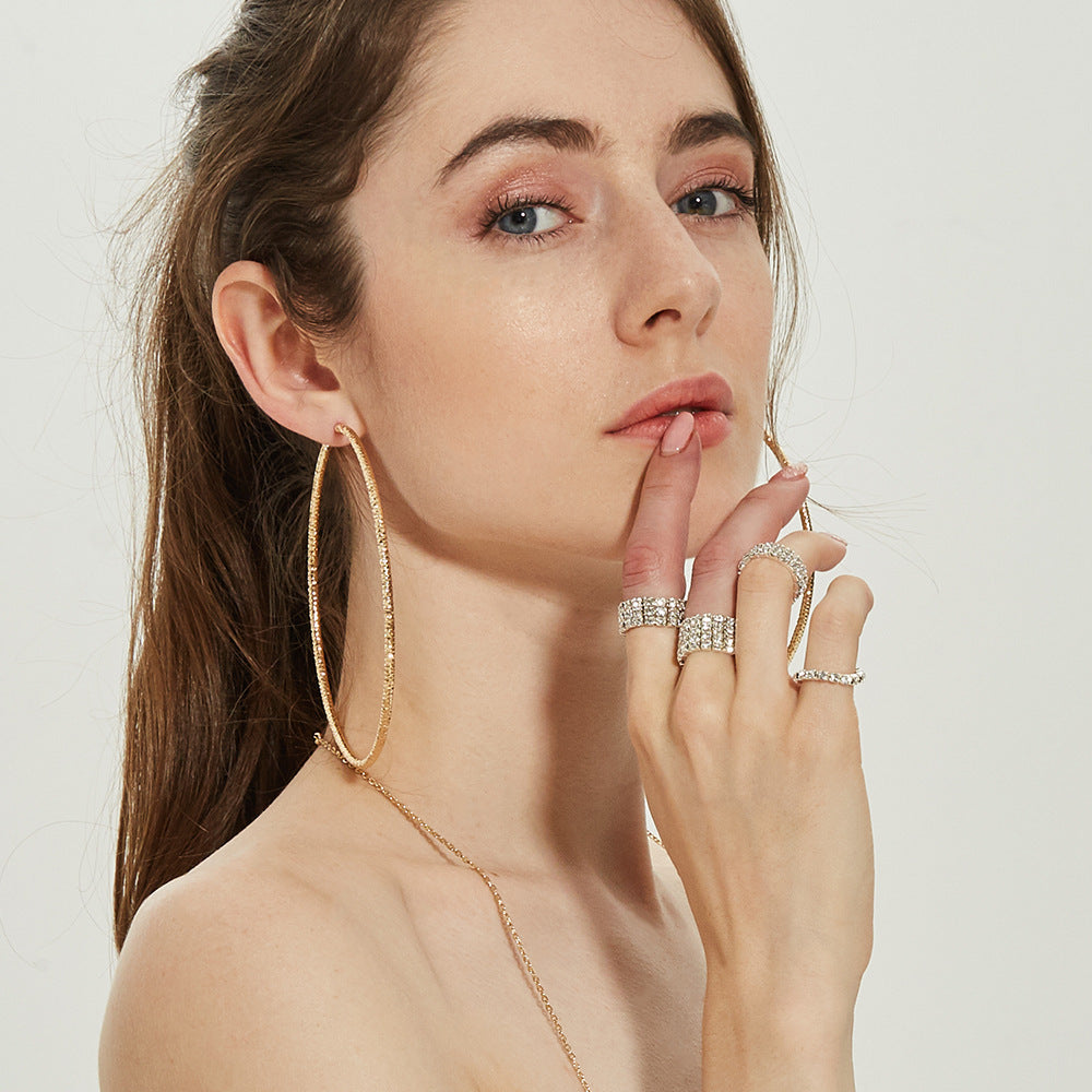 Rockyu レディース フリーサイズリング ジルコニア シルバー 弾力テニスリング