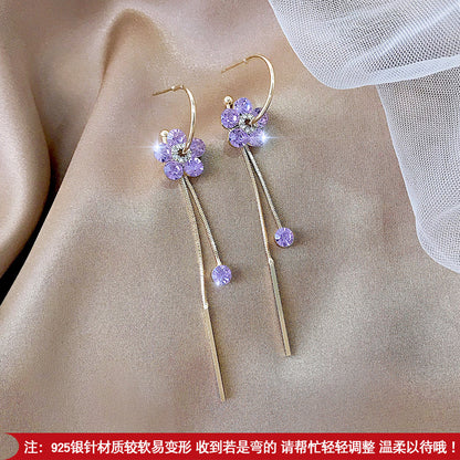 Rockyu ピアス レディース フラワー 揺れる フック ゴールド ジルコニア