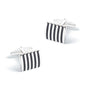 Rockyu カフス メンズ 正方形 ストライプ ステンレス シルバー