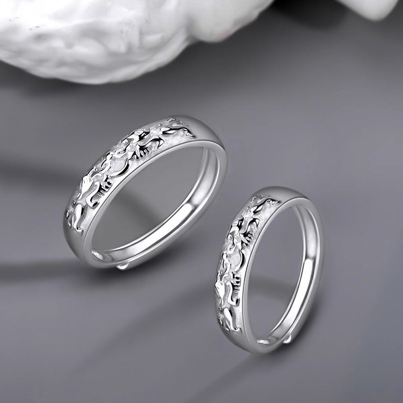 Rockyu ペアリング 貔貅モチーフ シルバー925 フリーサイズ 2個セット 開運お守り