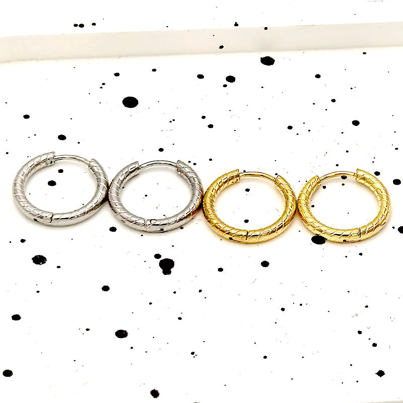 Rockyu ピアス レディース シルバー 25mm フープピアス ステンレス鋼 アレルギー対応 シンプル 凹凸デザイン