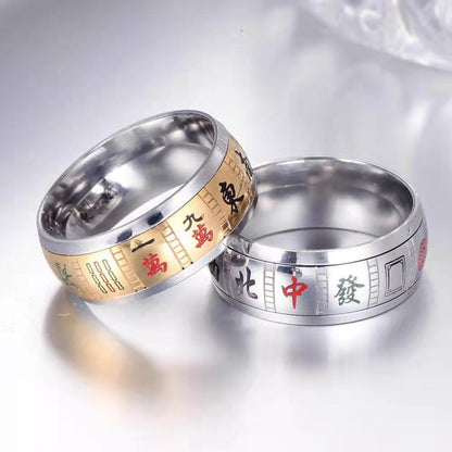 Rockyu 麻雀リング メンズ ステンレス製｜シルバー＆ゴールドのユニークアクセサリー