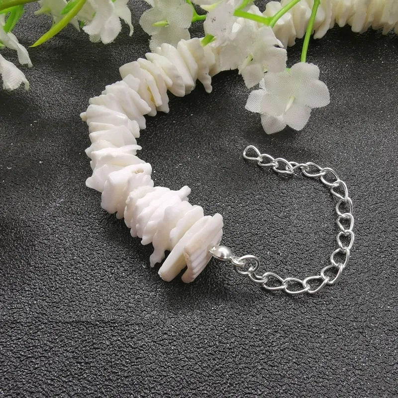 Rockyu ハワイアンジュエリー レディース 貝殻ネックレス ボヘミアン風 天然シェル 40cm