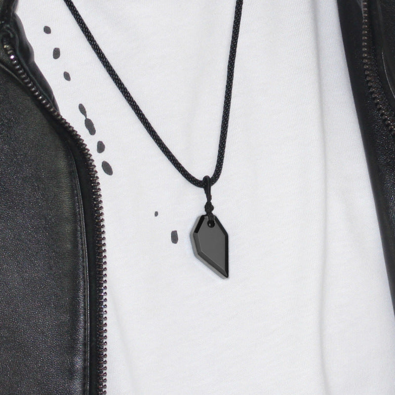 Rockyu ネックレス メンズ タングステン製 オオカミ牙モチーフ 編み込みチェーン付き