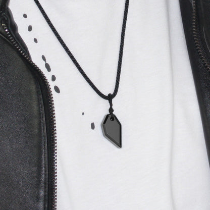 Rockyu ネックレス メンズ タングステン製 オオカミ牙モチーフ 編み込みチェーン付き