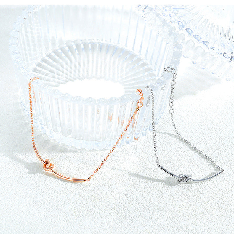 Rockyu ブレスレット レディース 蝶結び ピンクゴールド 細チェーン 18Kメッキ