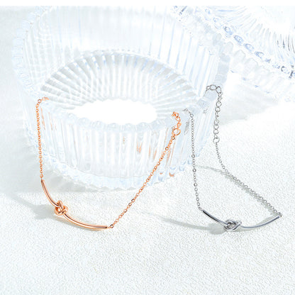 Rockyu ブレスレット レディース 蝶結び ピンクゴールド 細チェーン 18Kメッキ