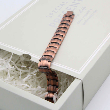 Rockyu 磁気ブレスレット メンズ ダブルロウ ピンクゴールド 銅製