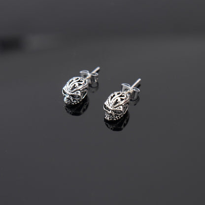 Rockyu メンズピアス 両耳用 髑髏 ブラック ステンレス アンティーク風