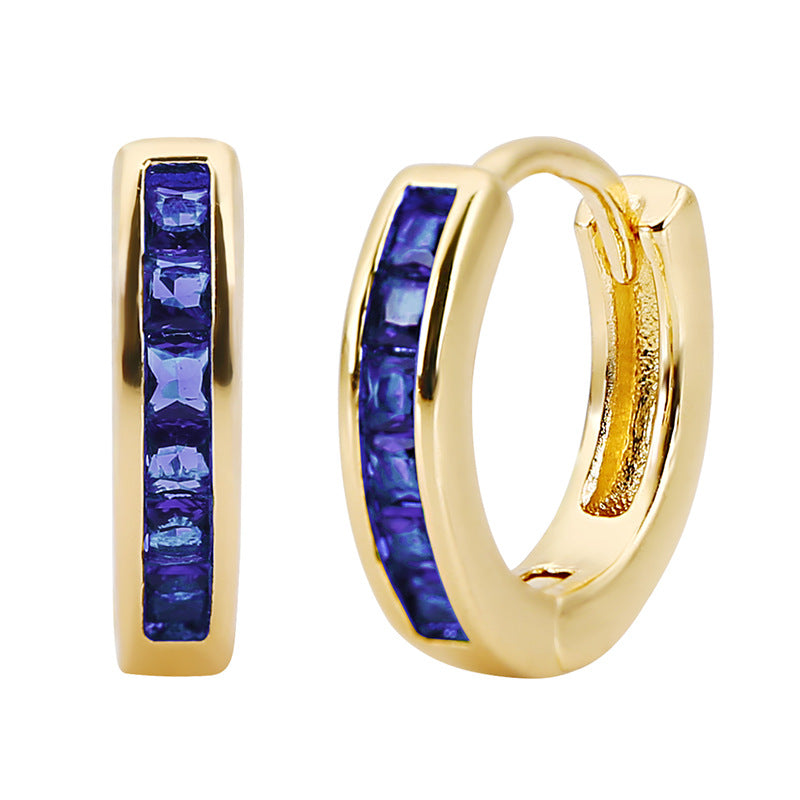 Rockyu ピアス レディース フープ シルバー ゴールド マルチカラー ジルコニア 正方形 リング