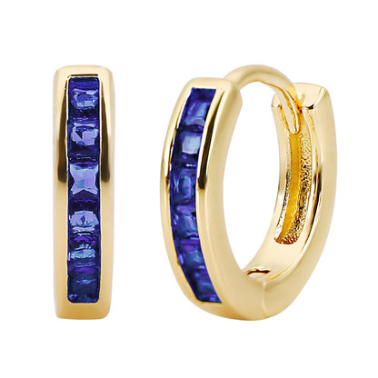 Rockyu ピアス レディース フープ シルバー ゴールド マルチカラー ジルコニア 正方形 リング