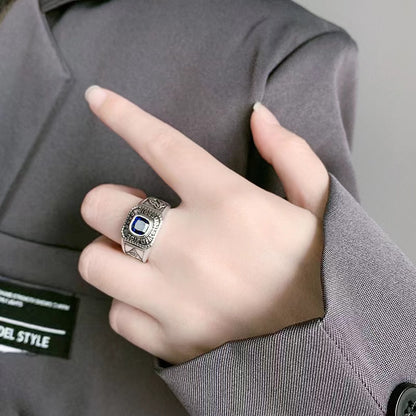 Rockyu ブルージルコニア レディースリング フリーサイズ ステンレス製 金属アレルギー対応