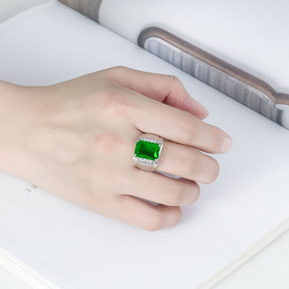 Rockyu メンズリング シルバー フリーサイズ 光沢仕上げ 一粒カラージルコニア