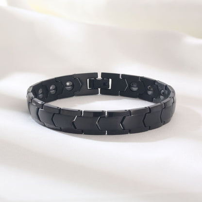 Rockyu ブレスレット メンズ 18K チタン製 磁気 ゲルマニウム ピンクゴールド＆シルバー ヨーロピアンスタイル