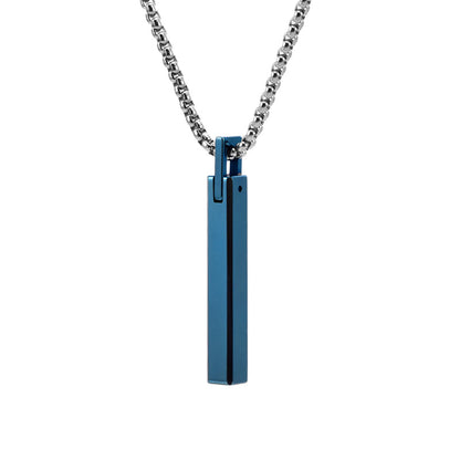 Rockyu ネックレス メンズ タングステン シルバー スティックペンダント 鏡面加工