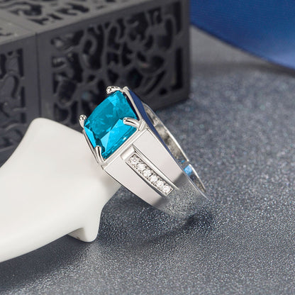 Rockyu メンズ 印台リング シルバー＆ブラック 瑪瑙×ジルコニア フリーサイズ ステンレス製 金属アレルギー対応