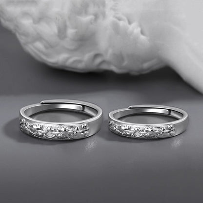 Rockyu ペアリング 貔貅モチーフ シルバー925 フリーサイズ 2個セット 開運お守り