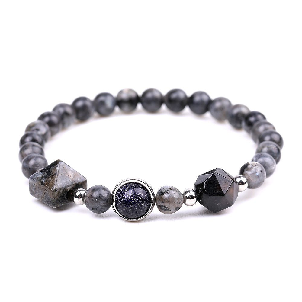 Rockyu ブレスレット レディース メンズ 天然石 パワーストーン 数珠 ピラミッド型ビーズ タイガーアイ ラピスラズリ ブラックオニキス 誕生日 プレゼント