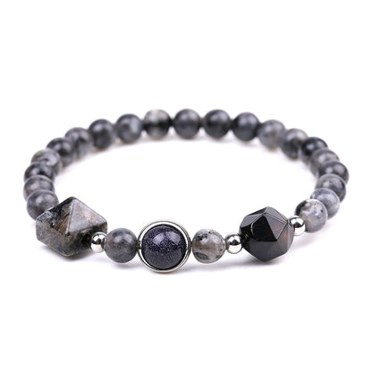 Rockyu ブレスレット レディース メンズ 天然石 パワーストーン 数珠 ピラミッド型ビーズ タイガーアイ ラピスラズリ ブラックオニキス 誕生日 プレゼント