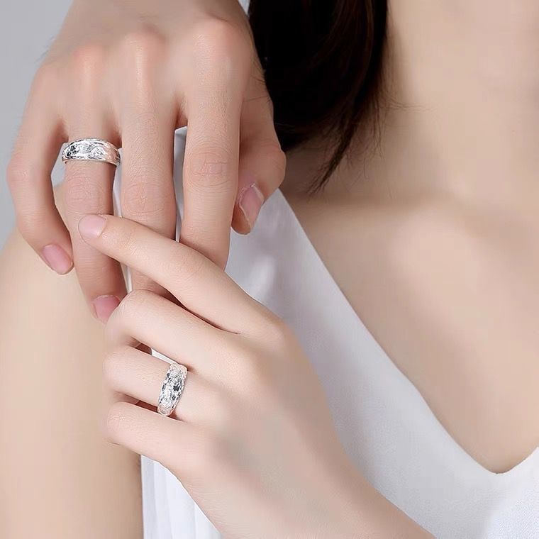 Rockyu シルバー999 指輪 メンズ 龍鳳彫刻 フリーサイズ リング