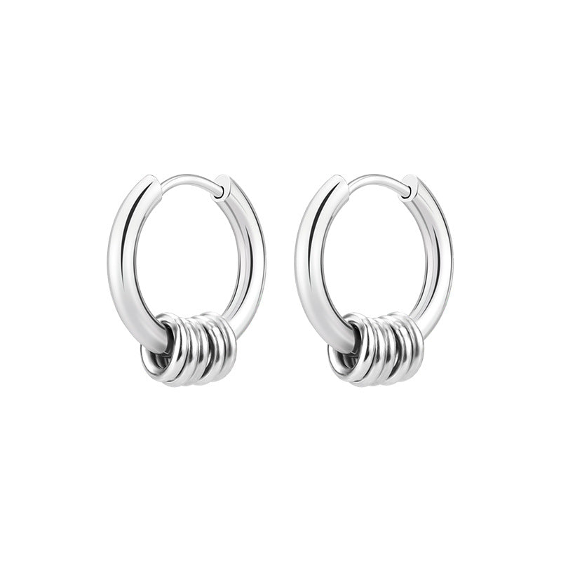 Rockyu メンズピアス フープ サークル ステンレス製 シルバー ゴールド ブラック 両耳用 アレルギー対応 おしゃれ プレゼント