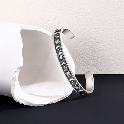 Rockyu フリーサイズ ステンレス バングル ブレスレット メンズ レディース ペア対応 刻印入り おしゃれシンプルデザイン