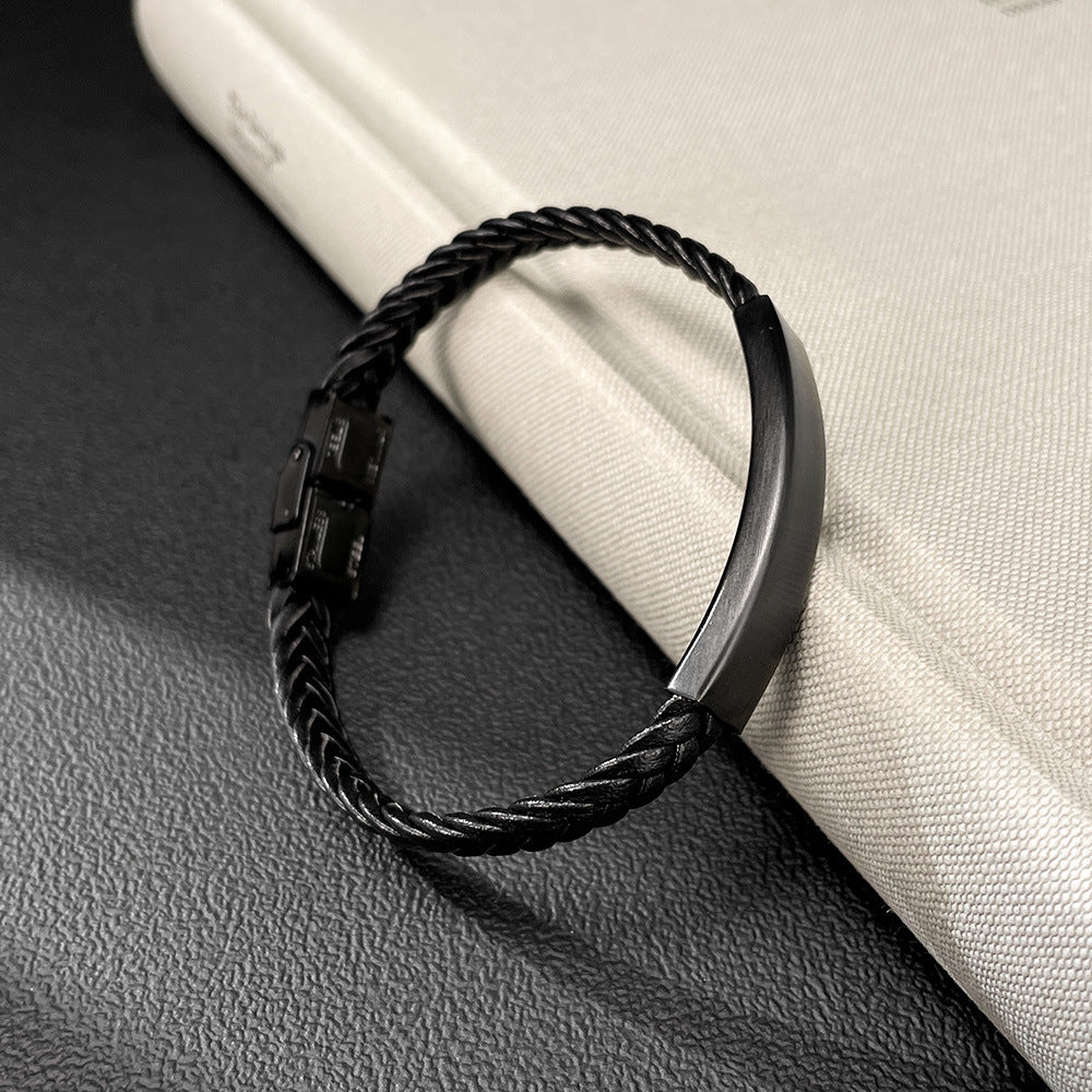 Rockyu ブレスレット メンズ バングル ステンレス レザーブレスレット ブラック 各種類ブレスレット チェーン アレルギー対応ブレスレット かっこいい ファッション アクセサリー