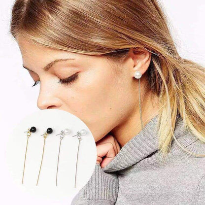 Rockyu パールチェーンピアス ステンレス ゴールド シルバー レディース