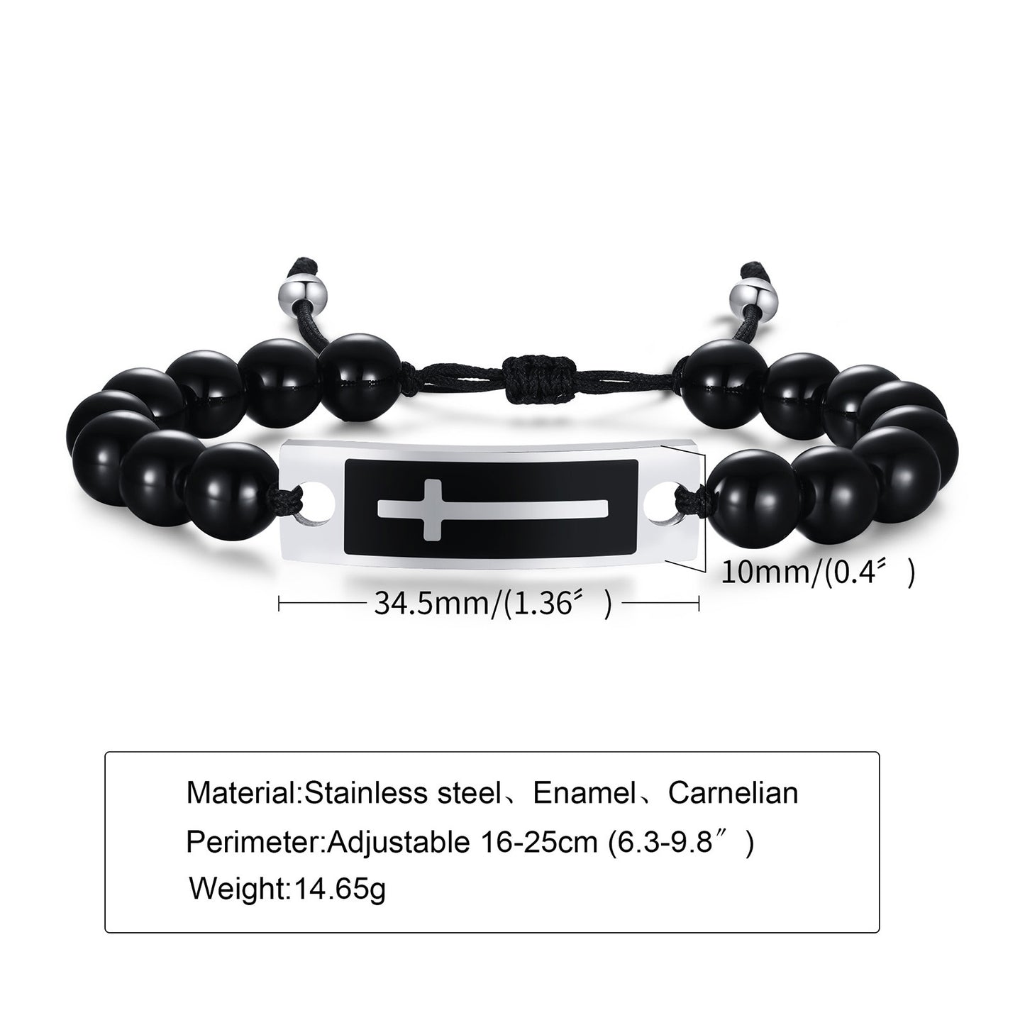 Rockyu メンズ 十字架ブレスレット タイガーアイ×ステンレス 数珠デザイン アレルギー対応