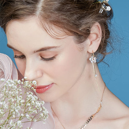 Rockyu ピアス レディース フラワー 揺れる フック ゴールド ジルコニア