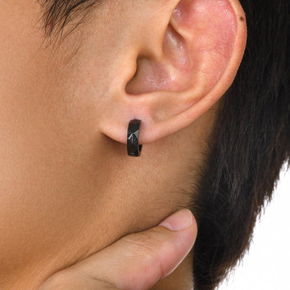 Rockyu ピアス メンズ 多面カット リングピアス ゴールド・ブラック・シルバー ステンレス製 金属アレルギー対応