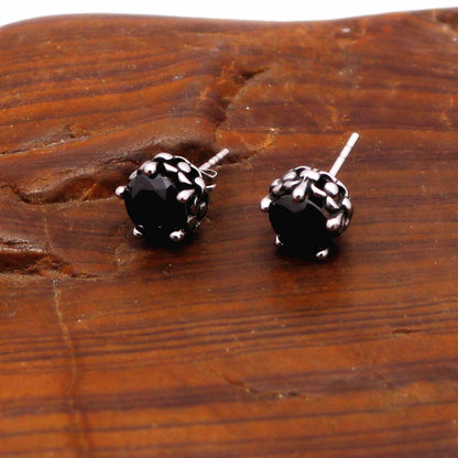 Rockyu ピアス メンズ レディース 両耳用 スタッドピアス ブラック＆クリア CZダイヤモンド