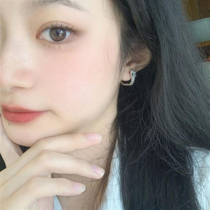 Rockyu 蛇モチーフ フープピアス レディース 両耳用 ジルコニア 18金仕上げ 金アレ対応