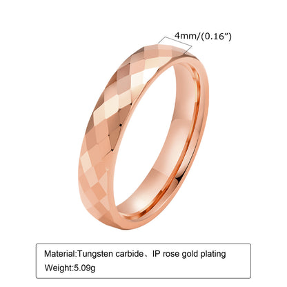Rockyu タングステン 多面カットリング 4mm メンズ レディース 指輪 シルバー ゴールド ブルー ピンクゴールド 鏡面＆マット仕上げ 男女兼用