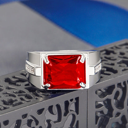 Rockyu メンズ 印台リング シルバー＆ブラック 瑪瑙×ジルコニア フリーサイズ ステンレス製 金属アレルギー対応