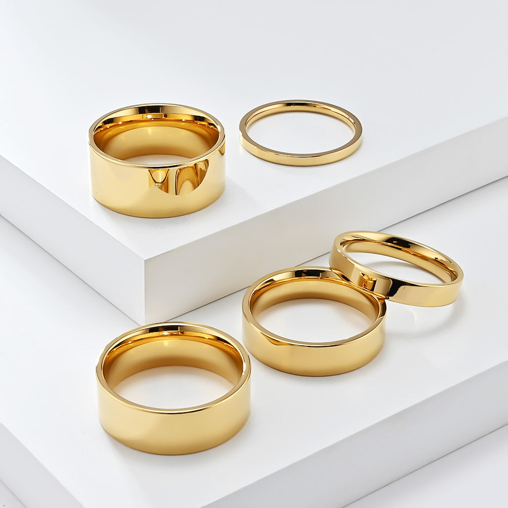 Rockyu ステンレスリング レディース＆メンズ兼用 シンプル鏡面仕上げ 2〜10mm 幅広サイズ展開