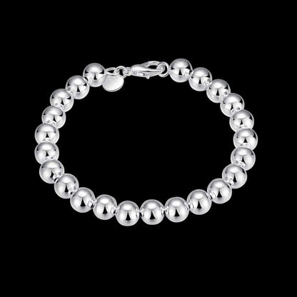 Rockyu ブレスレット レディース ステンレス シルバー 球形ブレスレット 6mm ボールチェーン 金属アレルギー対応