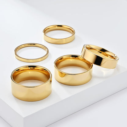 Rockyu ステンレスリング レディース＆メンズ兼用 シンプル鏡面仕上げ 2〜10mm 幅広サイズ展開