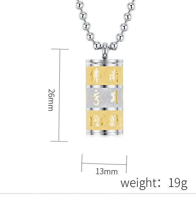 Rockyu ネックレス シリンダー ペンダント ステンレス ゴールド×シルバー 蓮モチーフ メンズ レディース