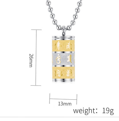 Rockyu ネックレス シリンダー ペンダント ステンレス ゴールド×シルバー 蓮モチーフ メンズ レディース