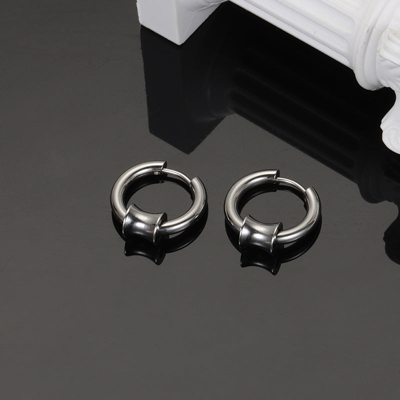 Rockyu フープピアス メンズ レディース シルバー ステンレス 中折れ リング