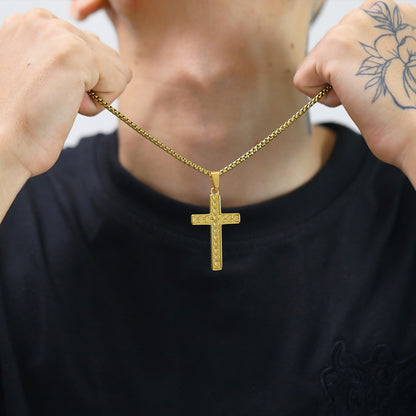 Rockyu ステンレス ヴィンテージクロス メンズネックレス ペンダント